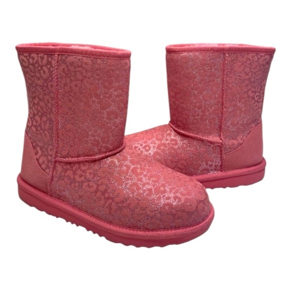 UGG Australia Classic ll Glitter Leopard Print Boots Pink Size youth 4